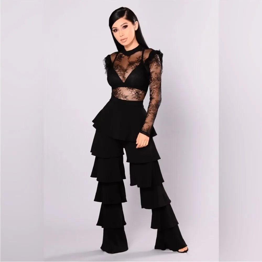 NWT Alpha & Omega Black Mesh Jumpsuit Size Medium